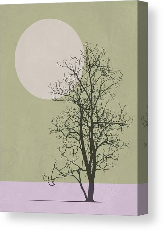 Tree Canvas Print featuring the mixed media Lonely Winter Tree by Naxart Studio
