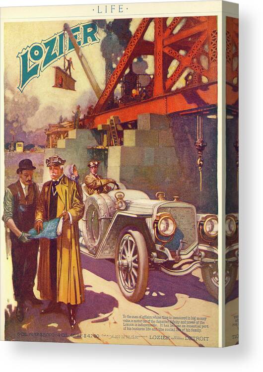 Automobile Canvas Print featuring the mixed media Lozier Advertisement by Unknown