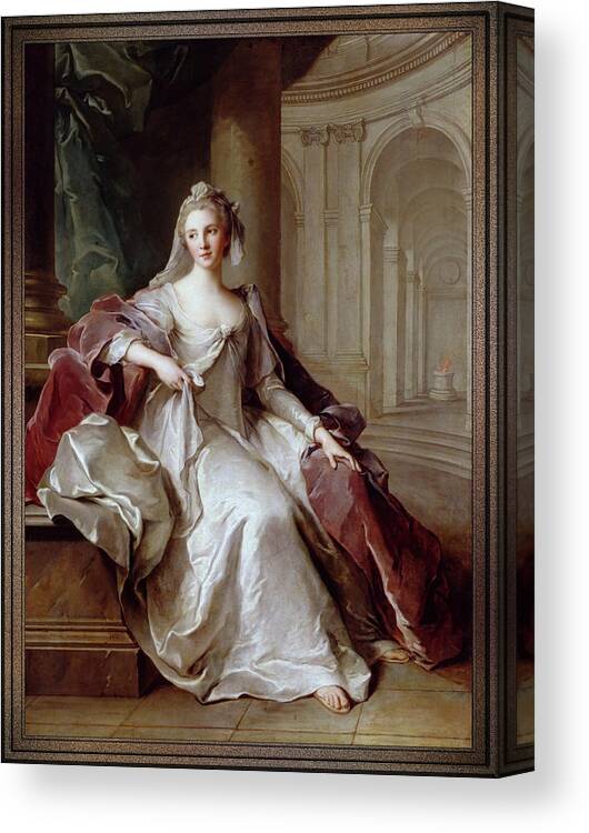Madame Henriette De France Canvas Print featuring the painting Madame Henriette de France as a Vestal Virgin by Jean Marc Nattier by Rolando Burbon