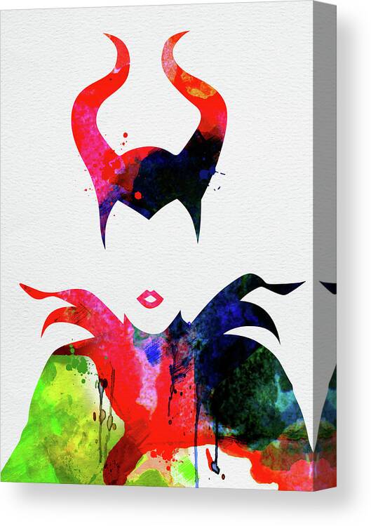 Maleficent Canvas Print featuring the mixed media Maleficent Watercolor by Naxart Studio