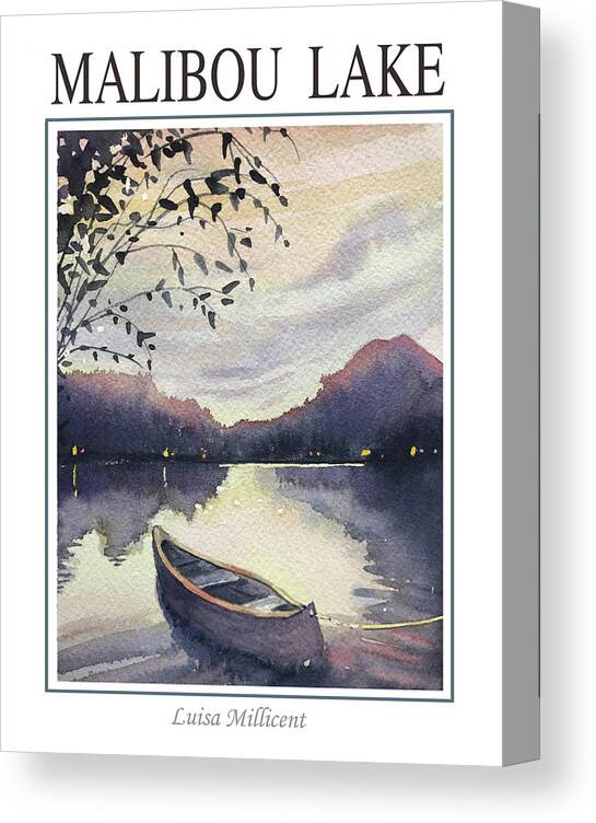 Malibou Lake Canvas Print featuring the painting Malibou Lake Poster by Luisa Millicent