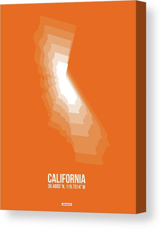 Map Of California Canvas Print featuring the digital art Map of California White by Naxart Studio