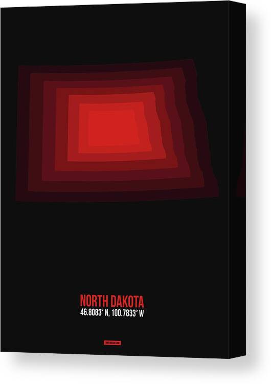 Map Of North Dakota Canvas Print featuring the digital art Map of North Dakota Red by Naxart Studio
