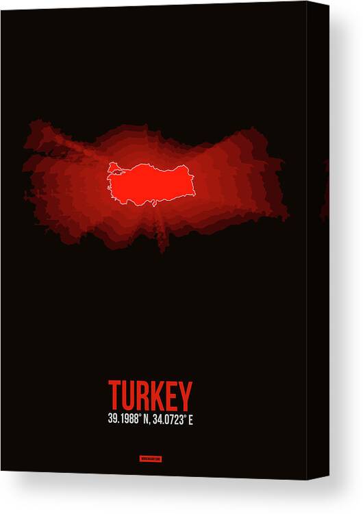 Map Of Turkey Canvas Print featuring the digital art Map of Turkey by Naxart Studio