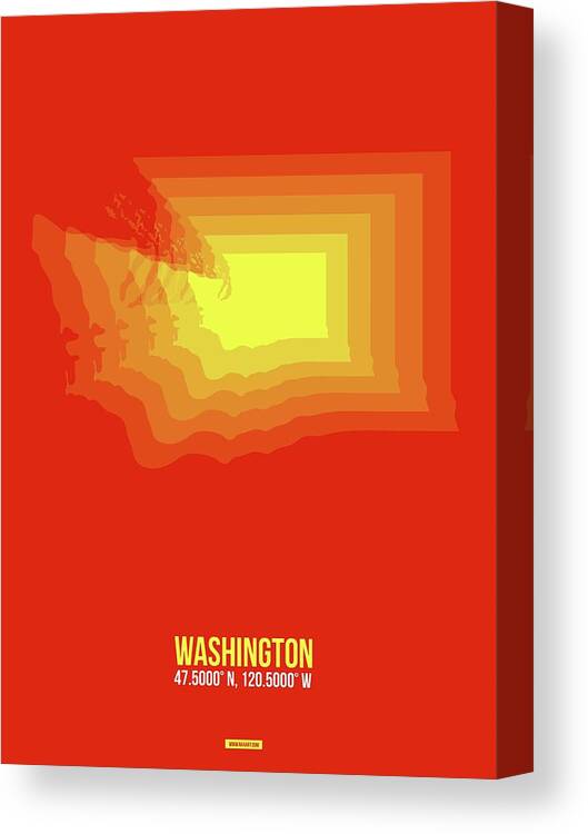 Map Of Washington Canvas Print featuring the digital art Map of Washington by Naxart Studio