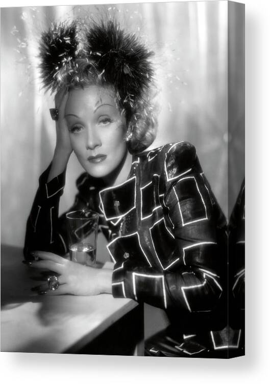 Marlene Dietrich Canvas Print featuring the photograph MARLENE DIETRICH in SEVEN SINNERS -1940-. by Album