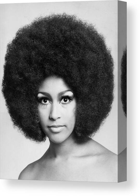 Marsha Hunt - Singer And Model - Born 1946 Canvas Print featuring the photograph Marsha Hunts Afro by M. Mckeown