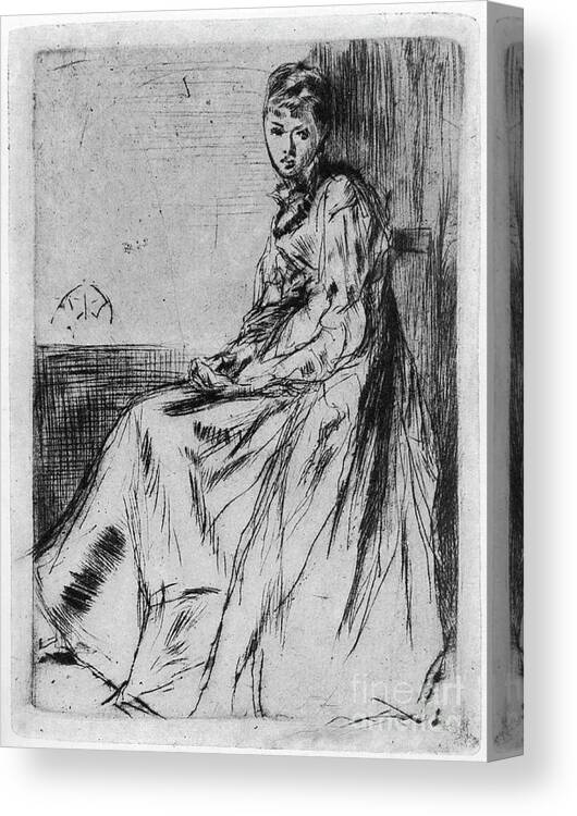 Etching Canvas Print featuring the drawing Maude, Seated, 19th Century 1904.artist by Print Collector