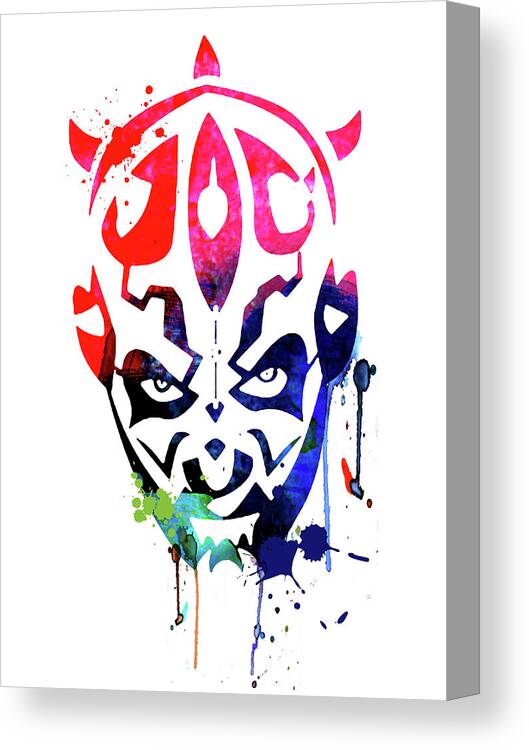 Maul Canvas Print featuring the mixed media Maul Cartoon Watercolor by Naxart Studio
