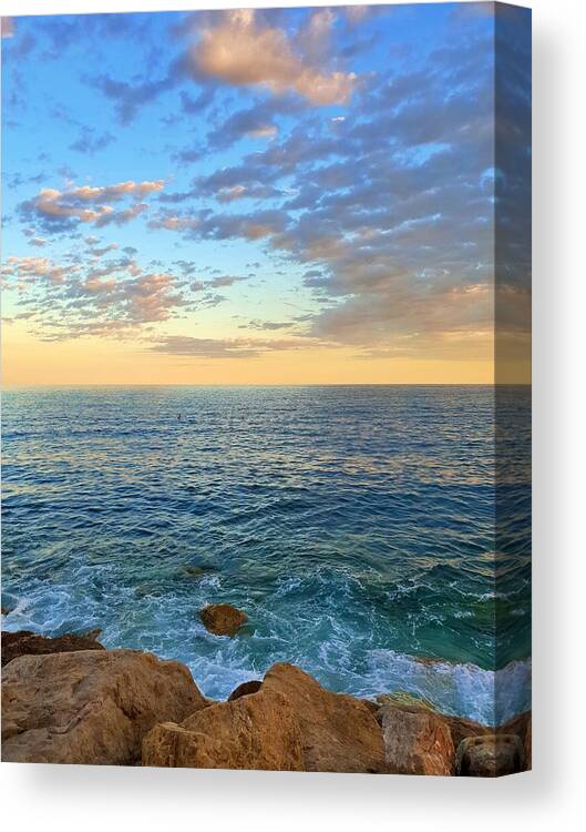 Sunset Canvas Print featuring the photograph Mediterranean Sunset by Andrea Whitaker