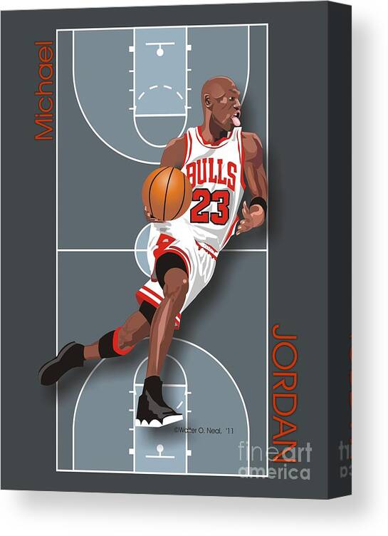 Portraits Canvas Print featuring the digital art Michael Jordan, No. 23 by Walter Neal