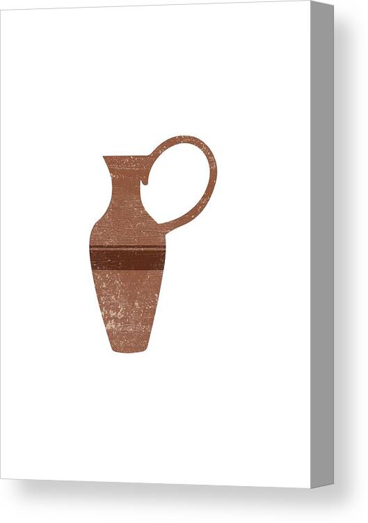 Abstract Canvas Print featuring the mixed media Minimal Abstract Greek Vase 14 - Lekythos - Terracotta Series - Modern, Contemporary Print - Brown by Studio Grafiikka