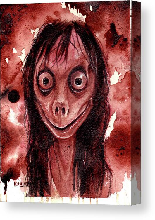 Ryan Almighty Canvas Print featuring the painting MOMO dry blood by Ryan Almighty
