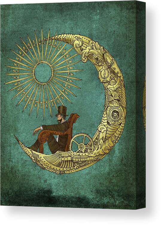 Moon Canvas Print featuring the drawing Moon Travel - option by Eric Fan
