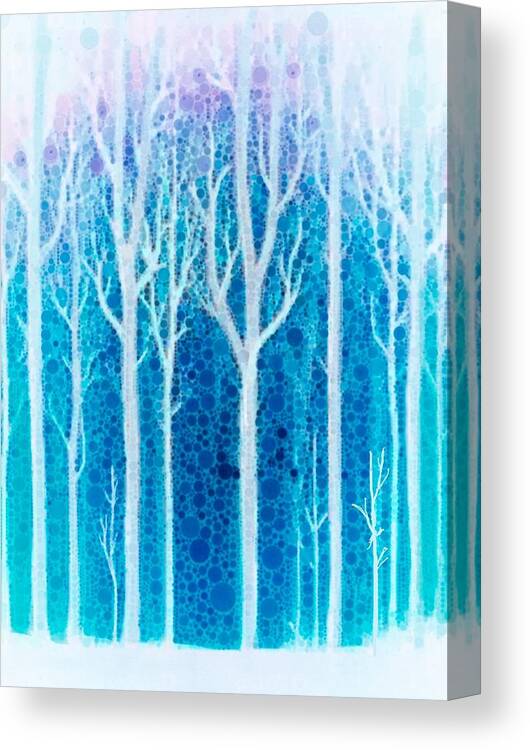 Frosty Blue Morning Through The Trees Canvas Print featuring the digital art Blue Morning by Steven Boland