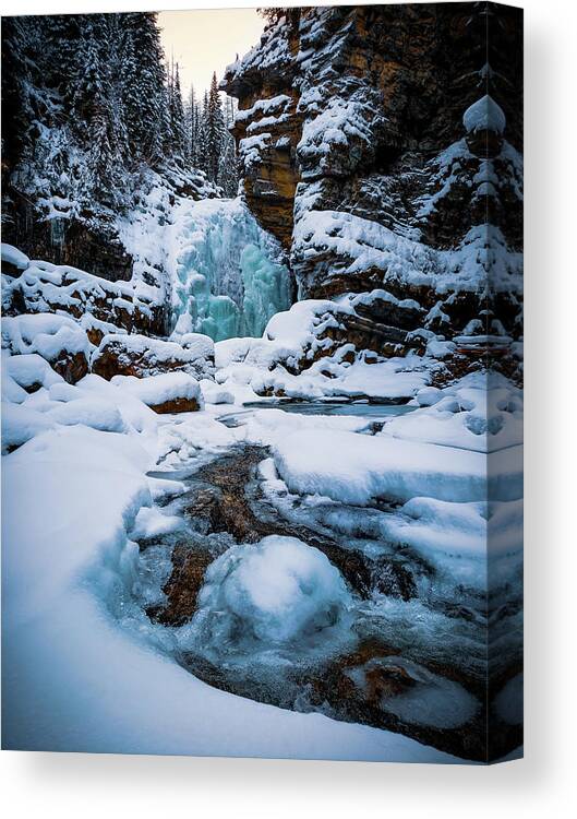Canada Canvas Print featuring the photograph Moyie Falls In Winter by Thomas Nay