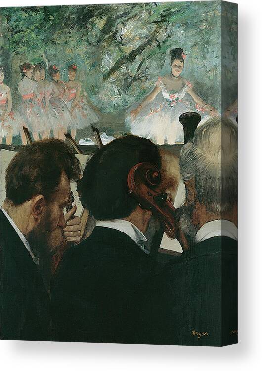 1872 Canvas Print featuring the painting Musicians in the Orchestra by Edgar Degas