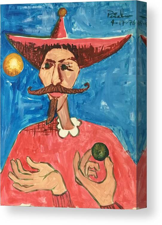 Ricardosart37 Canvas Print featuring the painting Mustachioed Juggler by Ricardo Penalver deceased