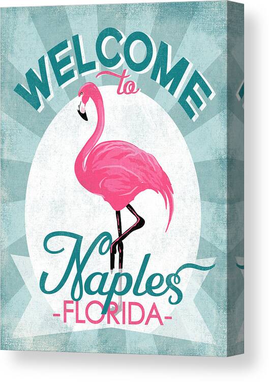 Naples Canvas Print featuring the digital art Naples Florida Pink Flamingo by Flo Karp