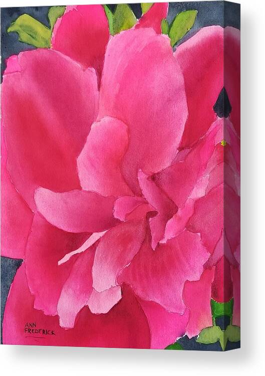 Peony Canvas Print featuring the painting Natalie's Peony by Ann Frederick