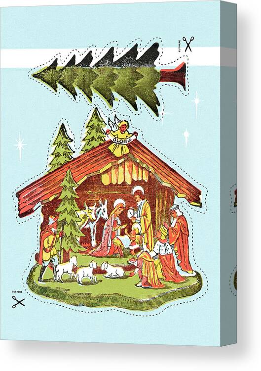 Belief Canvas Print featuring the drawing Nativity with floating tree by CSA Images