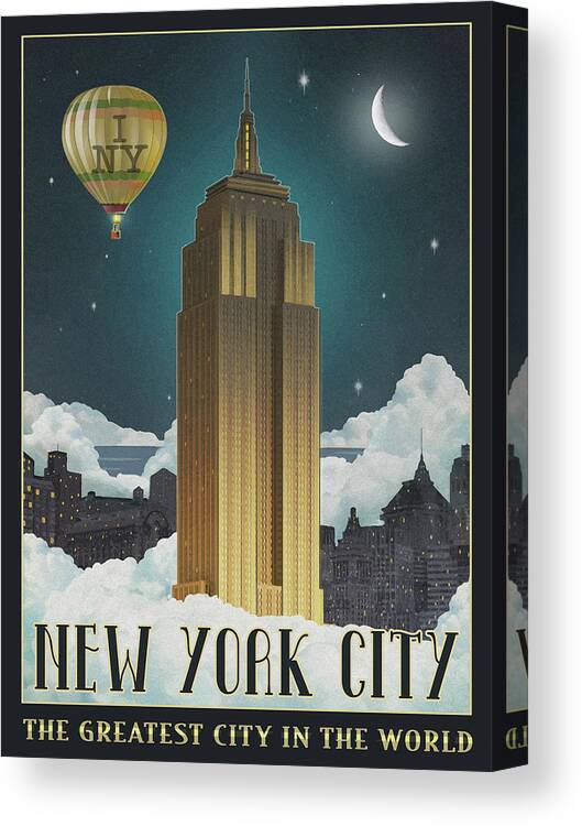 New York Night Canvas Print featuring the mixed media New York Night by Old Red Truck