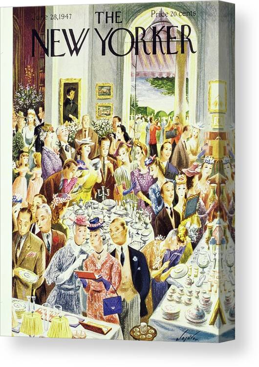 Illustration Canvas Print featuring the painting New Yorker June 28th 1947 by Constantin Alajalov