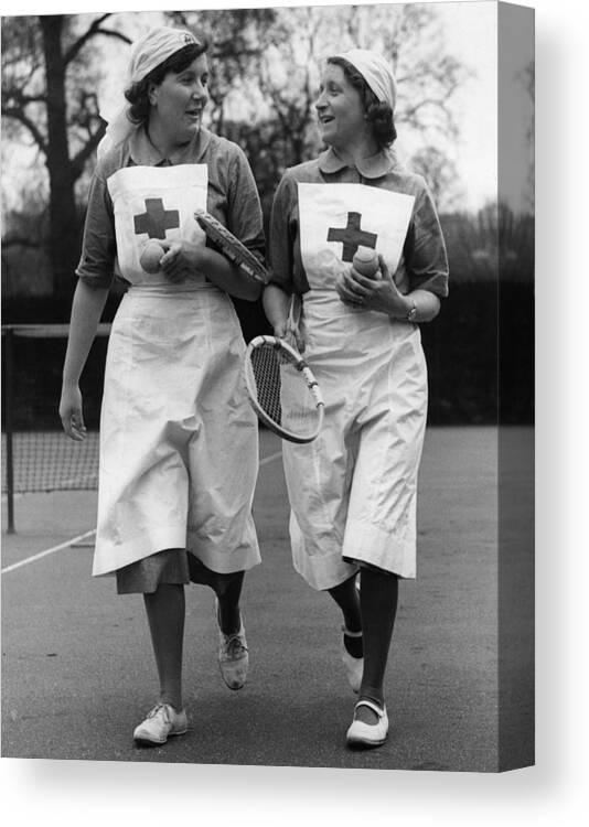 Following Canvas Print featuring the photograph Nurses Tennis by Fox Photos