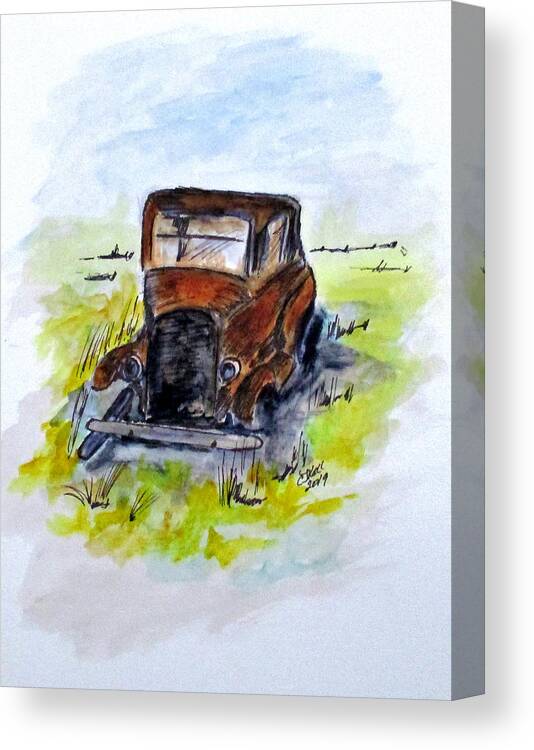 Vintage Car Canvas Print featuring the painting Once King by Clyde J Kell