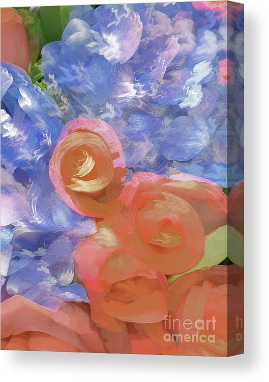 Abstract Canvas Print featuring the photograph Orange and blue flower pastel by Phillip Rubino