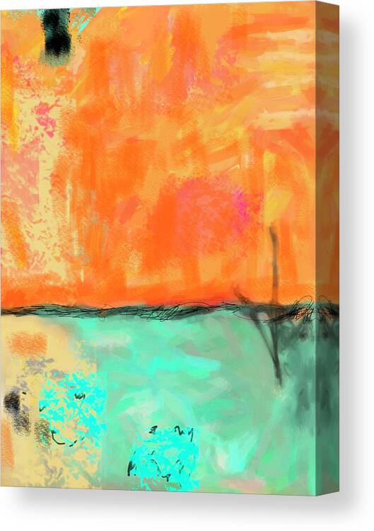 Modern Canvas Print featuring the digital art Orange Sky at Morn by Ann Tracy