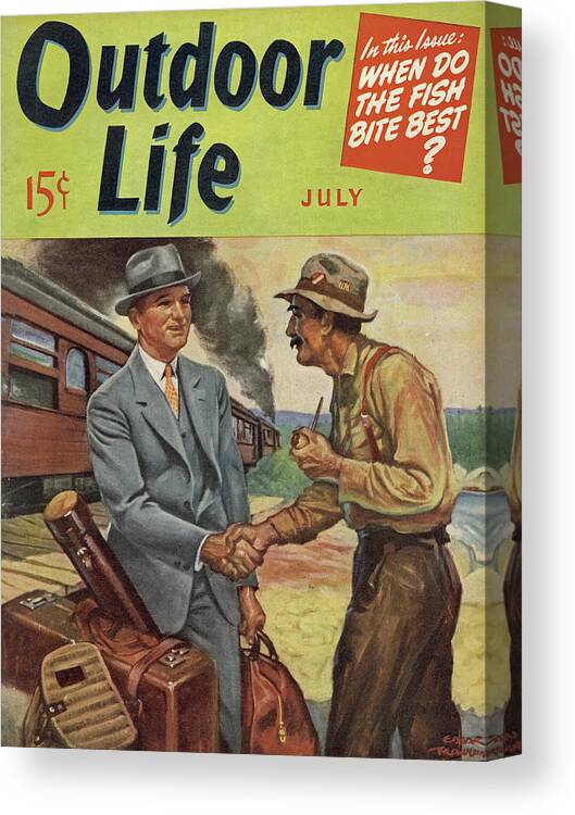 Camping Canvas Print featuring the painting Outdoor Life Magazine Cover July 1940 by Outdoor Life