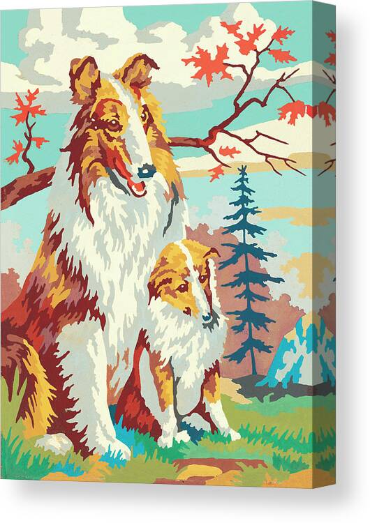 Animal Canvas Print featuring the drawing Paint-by-numbers collie by CSA Images