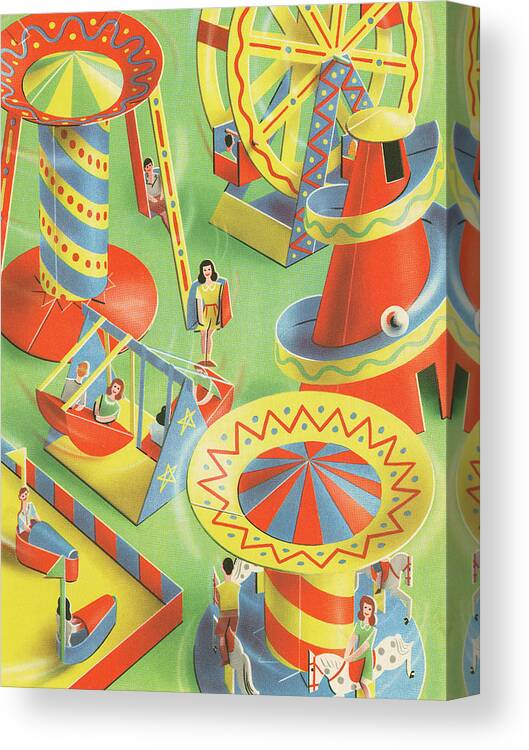 Amuse Canvas Print featuring the drawing Paper Carnival Toys by CSA Images