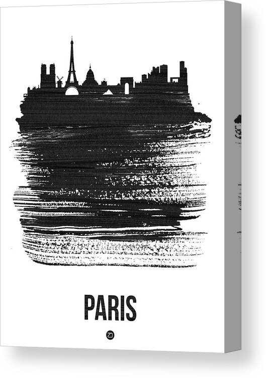 Paris Canvas Print featuring the mixed media Paris Skyline Brush Stroke Black by Naxart Studio
