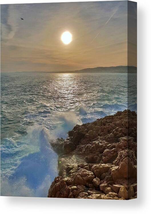 Seascape Canvas Print featuring the photograph Pastel Mediterranean Sunset by Andrea Whitaker