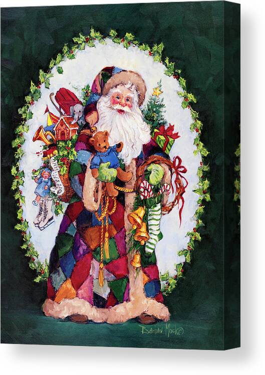 Patchwork Santa Canvas Print featuring the painting Patchwork Santa by Barbara Mock