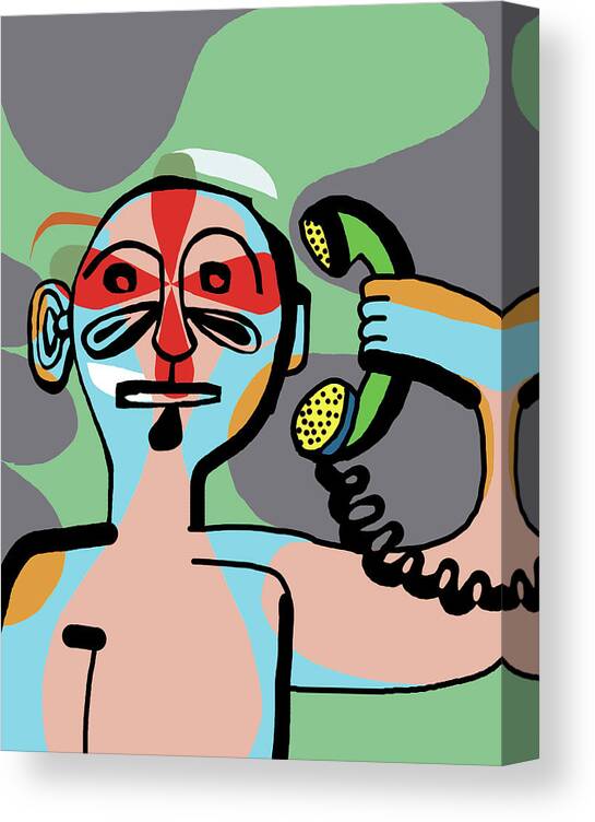 Adult Canvas Print featuring the drawing Person on the Telephone by CSA Images