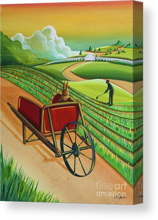 Peter Rabbit Canvas Print featuring the painting Peter Sees The Gate by Cindy Thornton