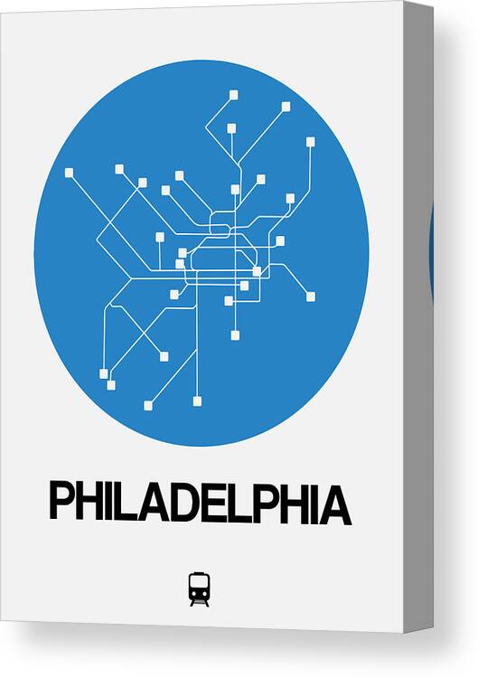 Philadelphia Canvas Print featuring the digital art Philadelphia Blue Subway Map by Naxart Studio
