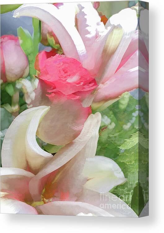Abstract Canvas Print featuring the photograph Pink Rose and Petals Abstract by Phillip Rubino