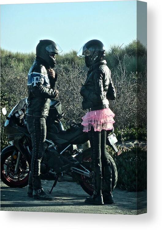 Motorcycle Canvas Print featuring the photograph Pink Tutu Motorcycle by Kathy Chism