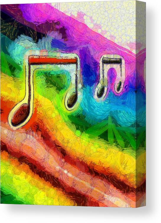 Eighth Notes Canvas Print featuring the digital art Popping Eighth Notes by Bernie Sirelson