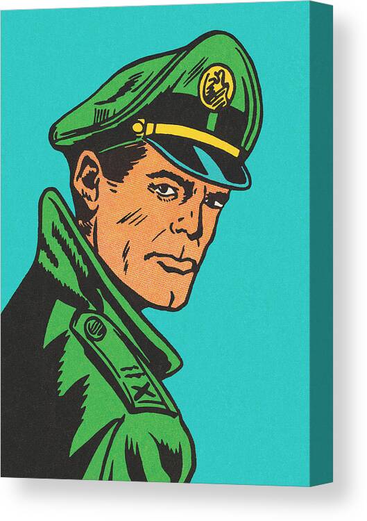 Accessories Canvas Print featuring the drawing Portrait of a Man in a Uniform by CSA Images