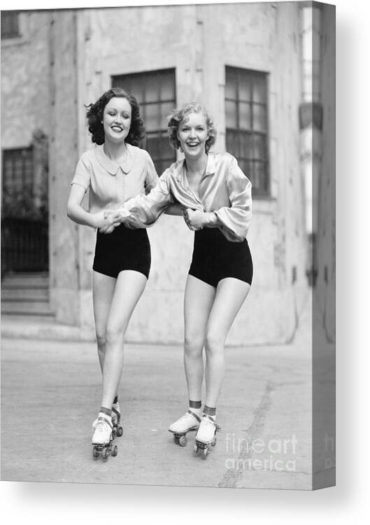 Portrait Of Two Young Women With Roller Canvas Print / Canvas Art by ...