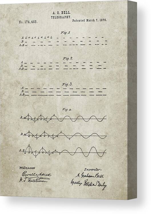 Pp962-sandstone Morse Code Patent Poster Canvas Print featuring the digital art Pp962-sandstone Morse Code Patent Poster by Cole Borders