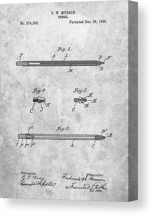 Pp984-slate Pencil Patent Poster Canvas Print featuring the digital art Pp984-slate Pencil Patent Poster by Cole Borders