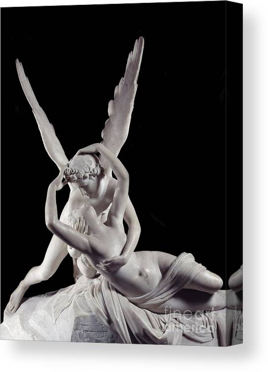 Psyche Revived By The Kiss Of Love Canvas Print featuring the sculpture Psyche revived by the kiss of Love by Antonio Canova