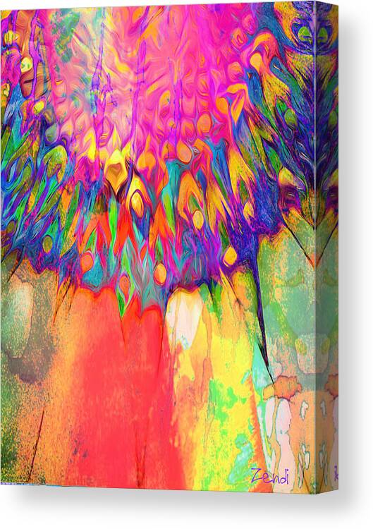 Daisy Canvas Print featuring the digital art Psychedelic Daisy by Cindy Greenstein