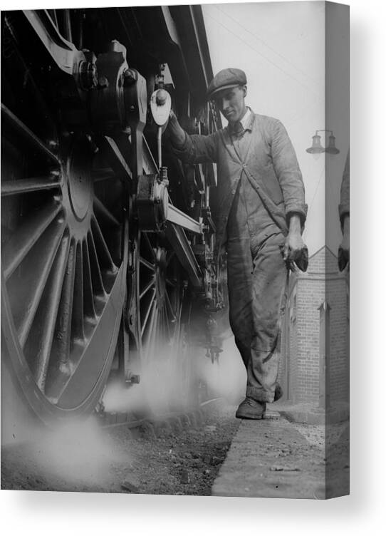 Engine Canvas Print featuring the photograph Railwayman by Fox Photos